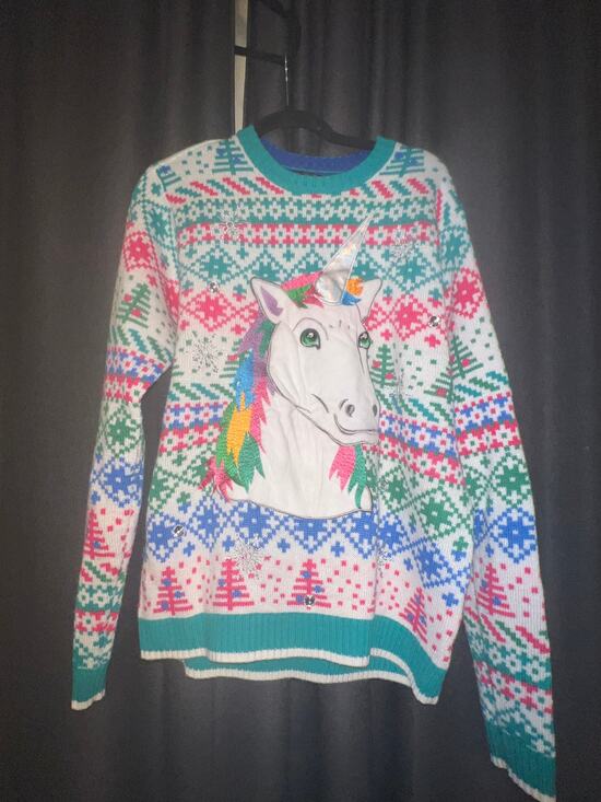Ugly Christmas Sweater Sweaters - Ugly Christmas Sweater Xmas Size Large Unicorn